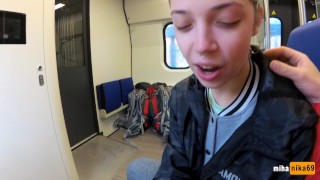 Real Public Blowjob in the Train | POV Oral Creampie by MihaNika69